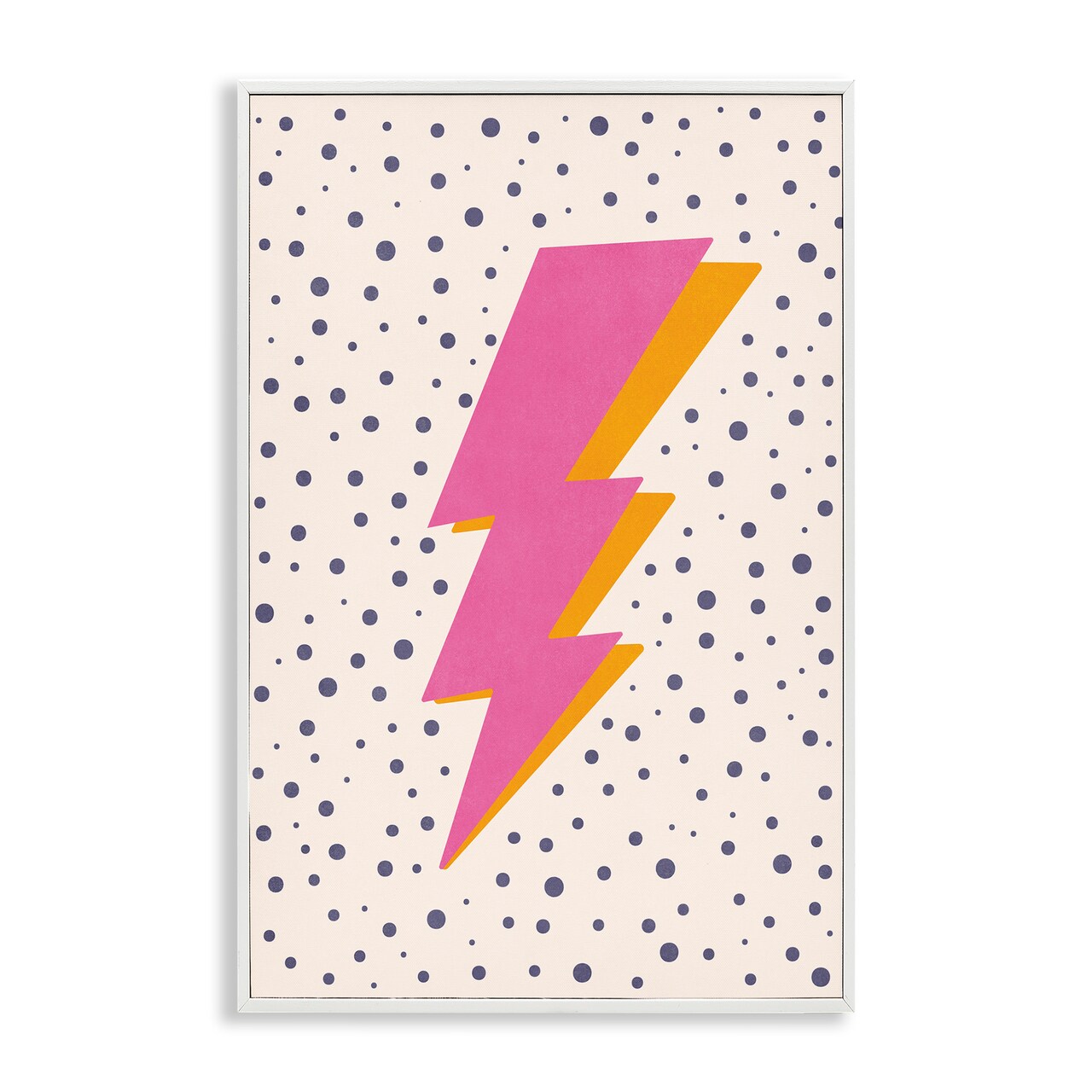 Stupell Industries Pink Dotted Lightning Bolt Framed Giclee Wall Art Design by Nataly White